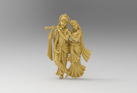 radhakrishna colgante pendiente expediente Radha Krishna stl 3d Dios Arte joyería joya 3d print model - Mito3D