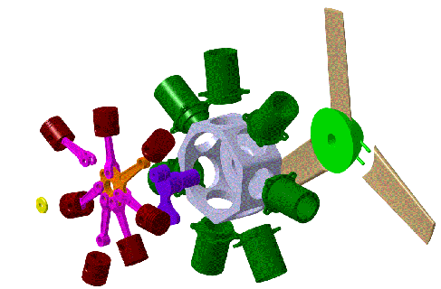 radial moteur pièces mécanique partie étoile circulaire 3d print model - Mito3D