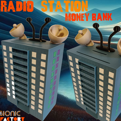 radyo istasyon para banka bina antenne kutu ev apartman kent kule ofis kayıt etmek yapı tasarım mimari finans madeni paralar dolar notlar 3d print model - Mito3D