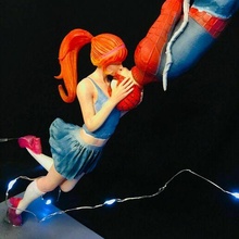 radioactive love spiderman mary jane girl kiss sexy hot hanging action fantasy figurine statue romantic romance skirt school dress books superhero 3d print model - Mito3D