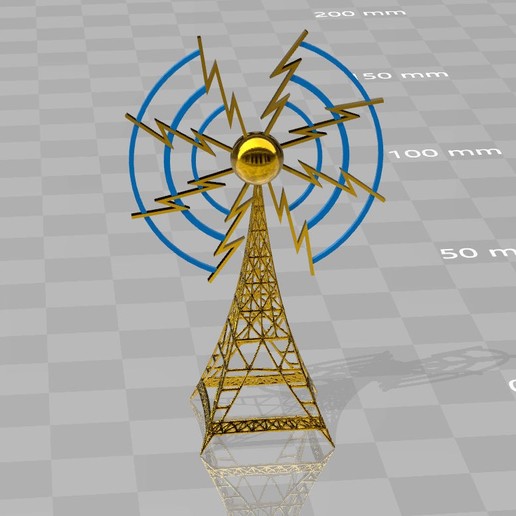 radiotower di radiodiffusione architettura la scintilla televisione il logo stazione trasmissione tv radio broadcast edificio torre 3D print model - Mito3D