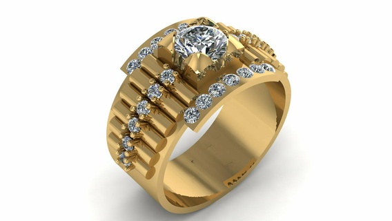 rado rolex diamante anel 3d imprimível modelo 3d print model - Mito3D