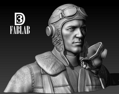 raf combattant pilote Seconde Guerre mondiale version 2 cracheur feu avion aéromodèle buste 3d print model - Mito3D