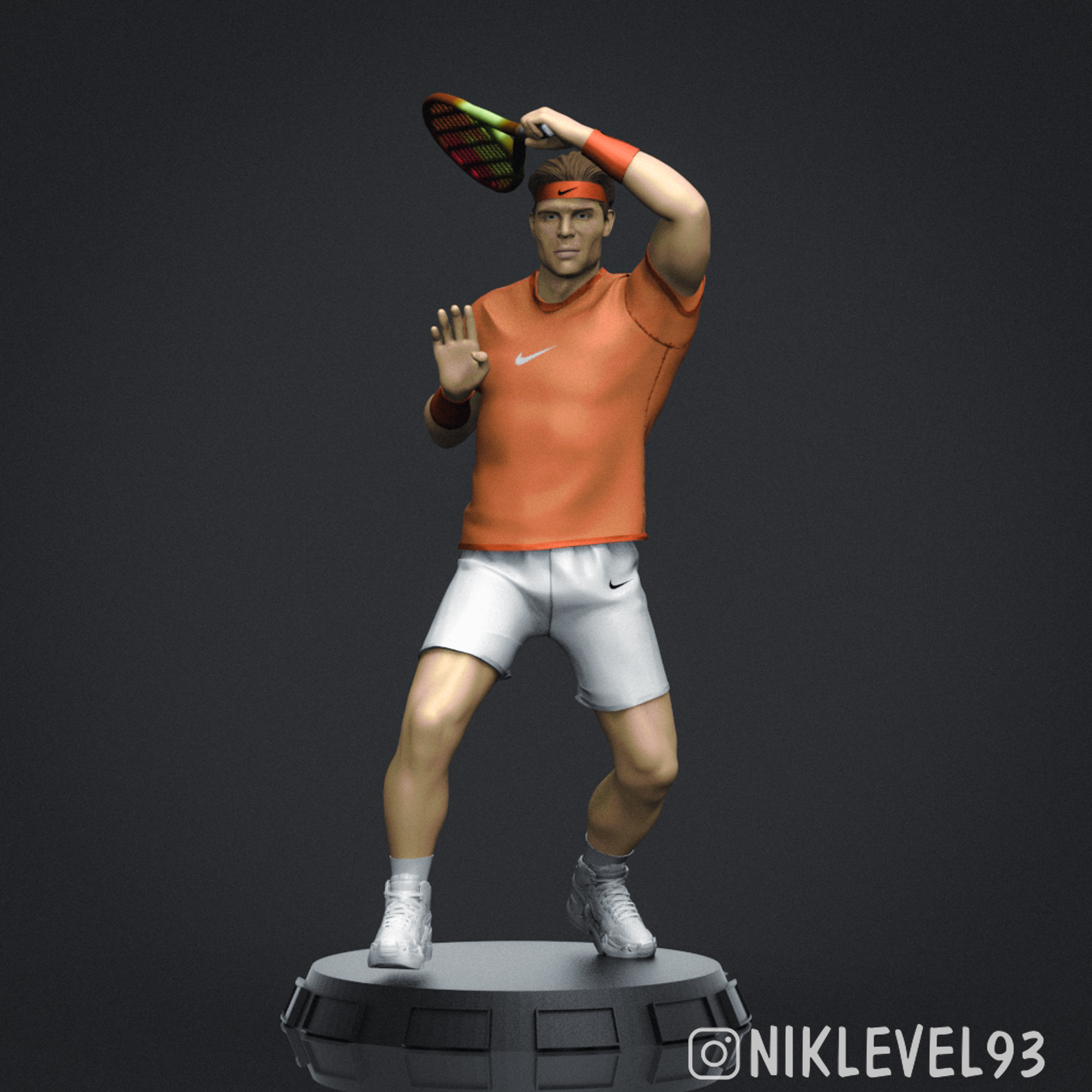 Rafael nadal 3d imprimível 4 arte humano homem personagem masculino tênis esporte bode lenda fracasso retrato rafael rolex roland garros Wimbledon atp backhand atleta touro 3D print model - Mito3D