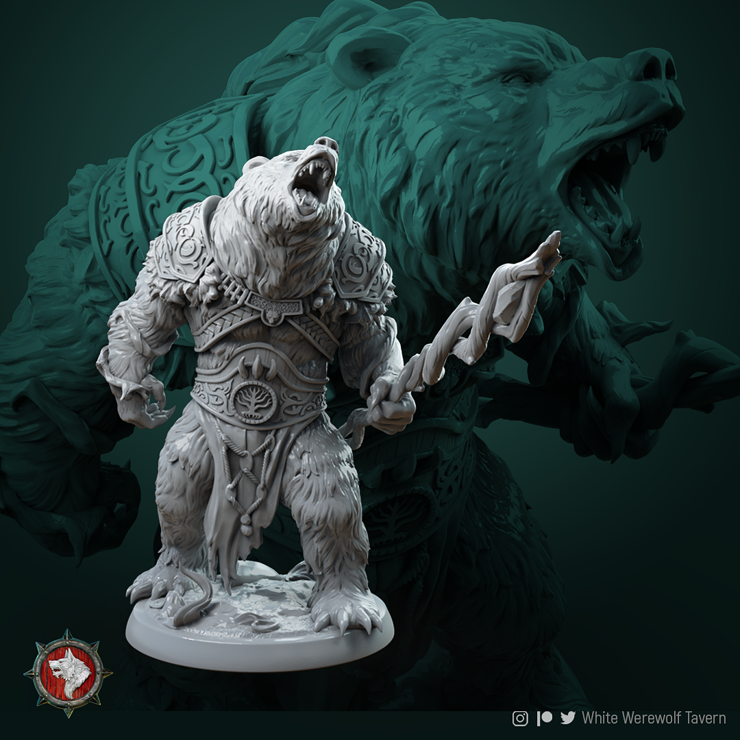 rafinus ursa homem urso 32mm 75mm pre supported jogos fantasia dnd tampo mesa dndminiatures dragão fracasso gnoll 3D print model - Mito3D