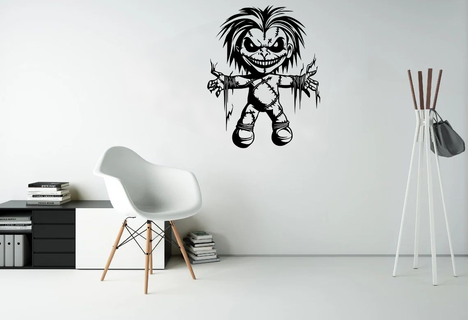 ragdoll mal 2d mur art paré déco Accueil maison minimaliste signe gpt bavarder ia bing Halloween chucky poupée possédé 3d print model - Mito3D