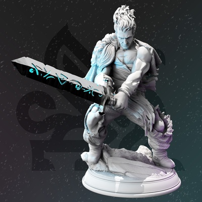 ragged bloodhunter captain - gaius fantasy fighter human blood hunter male ranger greatsword dnd 3d print model - Mito3D