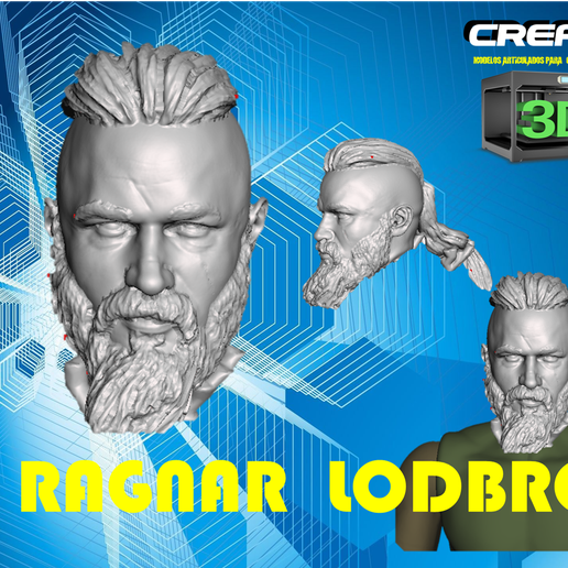 Ragnar Lodbrok baş Sanat şekil 3D print model - Mito3D