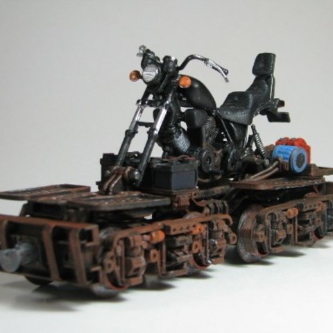 railbike chassis game model locomotive diesel-punk train motorbike miniature railway 3D print model - Mito3D