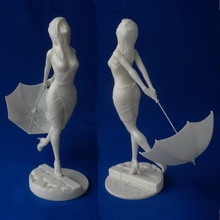 rain over art miniature figurine sculpture maiden lady girl female woman character person body people umbrella 3d print model - Mito3D