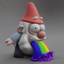 arco iris vomitando gnomo gravedad caídas vomitona figurilla Arte juguete humor 3d print model - Mito3D