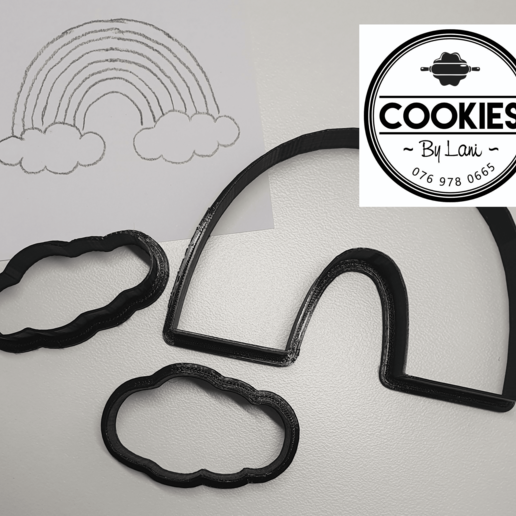 rainbow cloud cookie cutter set tool cake topper 3D print model - Mito3D