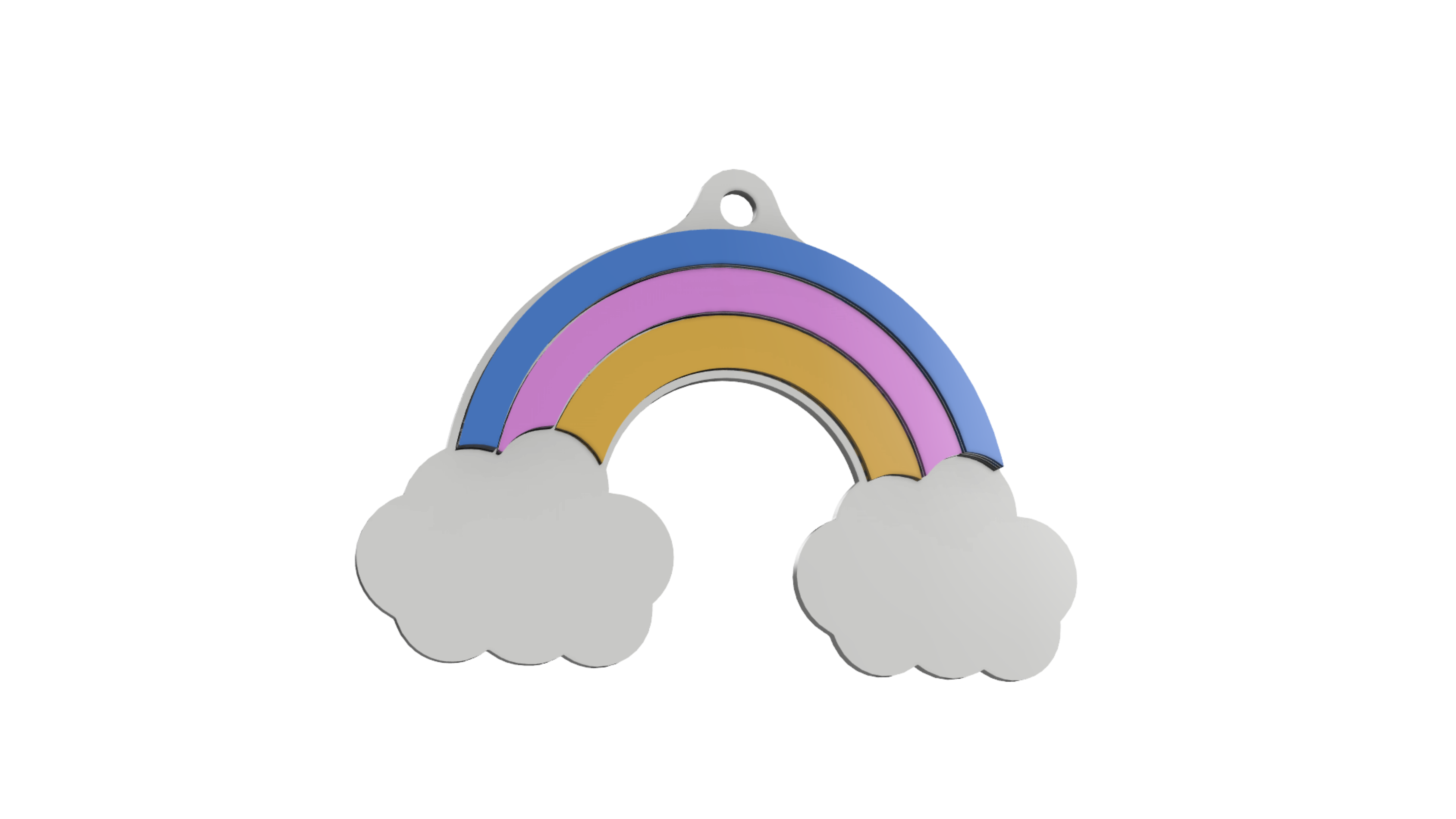 rainbow cloud key ring keychain 3D print model - Mito3D