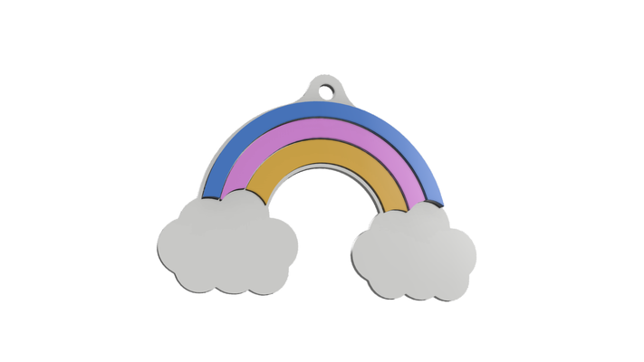 rainbow cloud key ring keychain 3d print model - Mito3D