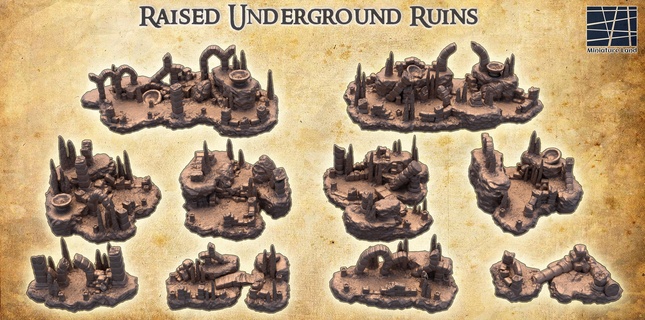 raised underground ruins 28 mm tabletop terrain 3d print model - Mito3D