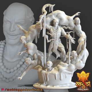 raktabija - blood seed hindu god indian demon asura bald 3d print model - Mito3D