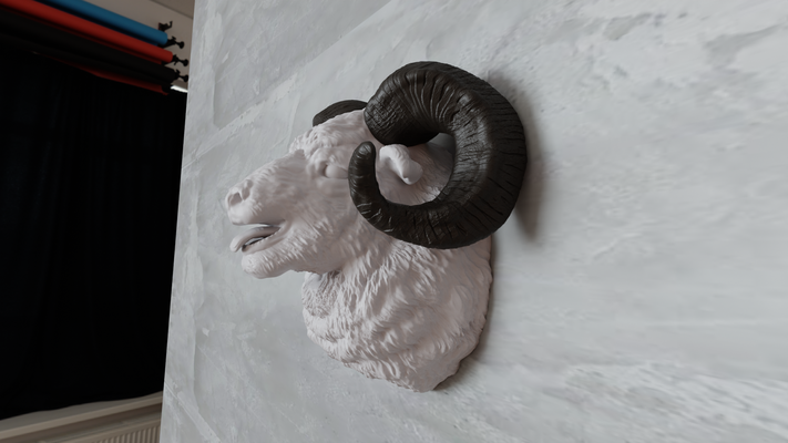 ariete belare testa parete montare arredamento stl arte capra agnello giungla safari miniatura tavolo animali scultura 3d print model - Mito3D
