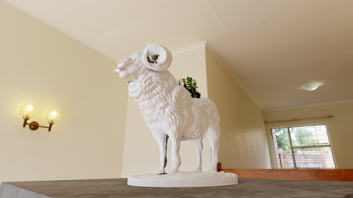 ram saignement statue fleur vase planteur pot stl fichier accueil maison chèvre agneau jungle safari miniature table animaux sculpture mur décor 3d print model - Mito3D