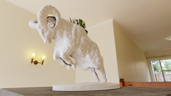 ariete ricarica statua fioriera pentola fiore vaso stl casa capra agnello giungla safari miniatura tavolo animali scultura parete arredamento 3d print model - Mito3D