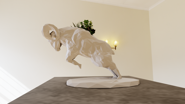 ram mise charge statue poly planteur pot fleur vase stl accueil maison chèvre agneau jungle safari miniature table animaux sculpture mur décor 3d print model - Mito3D