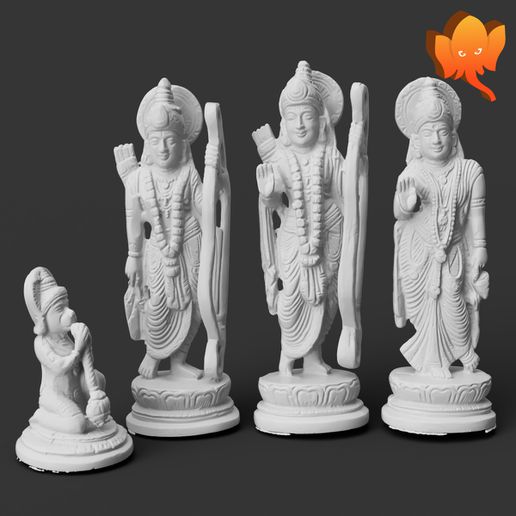 RAM darbar coroação rama arte sita hindu hinduísmo Deus Hanuman Índia 3D print model - Mito3D