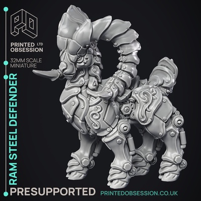 ram défenseur artificiels présupporté illustré statistiques 32mm échelle dnd donjons dragons miniature table jeu éclaireur rpg créature monstre 5e fantaisie wargaming artificiers 3d print model - Mito3D