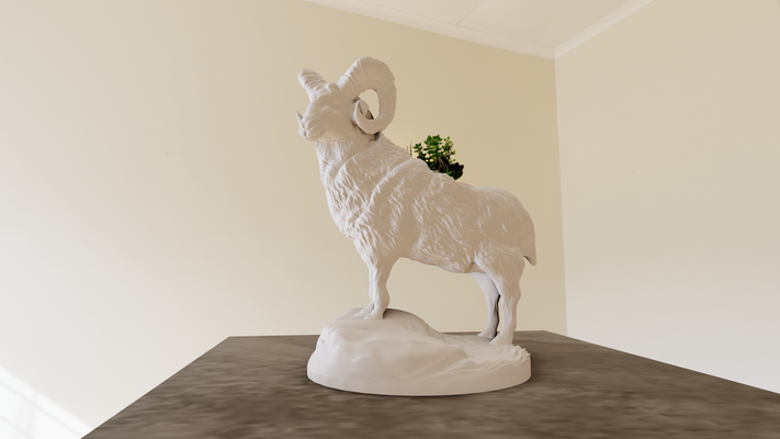 ariete on collina statua fiore vaso fioriera pentola stl casa capra agnello giungla safari miniatura tavolo animali scultura parete arredamento 3d print model - Mito3D