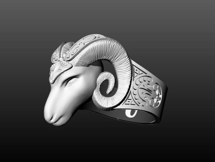 RAM ovelha Áries cabeça anel zodíaco RAM jóia RAM bode arte animais zodíaco anel joalheria ouro prata moda Áries jóias horóscopo argolas mamífero animal ovelha Carneiro 3d print model - Mito3D