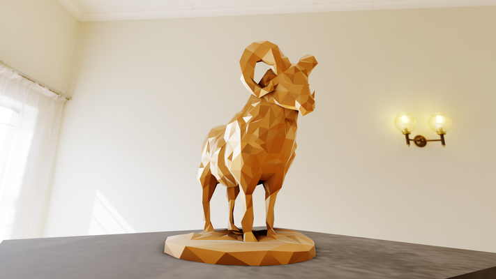 veri deposu heykel poli stl sanat keçi kuzu orman safari minyatür masaüstü hayvanlar duvar dekor 3d print model - Mito3D