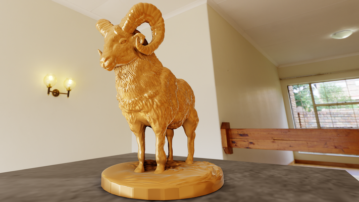 ram statue stl art chèvre agneau jungle safari miniature table animaux sculpture mur décor 3d print model - Mito3D