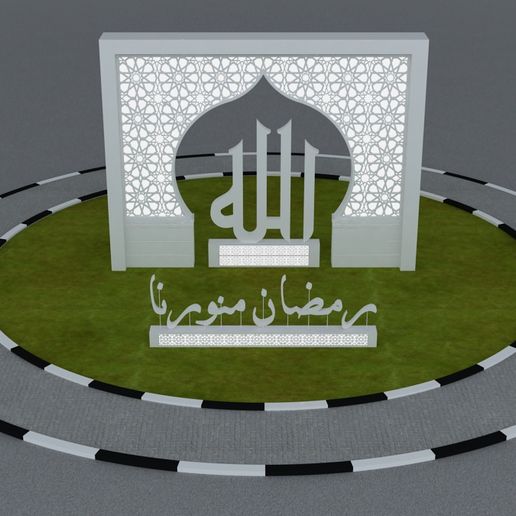 ramadan decorative elements decoration islamic islam arabic arabs din typography fiesta eid fasting adha fitr golden letters celebration peace event entertainment 3D print model - Mito3D