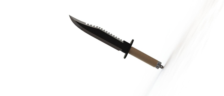 rambo bıçak pala Ustura kılıç kesmek hayatta kalma köşeli Eğitim taklit 3d print model - Mito3D