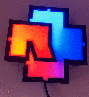 Rammstein logotipo luminária som reativo conduziu wled ws2812b arduino esp32 3d print model - Mito3D