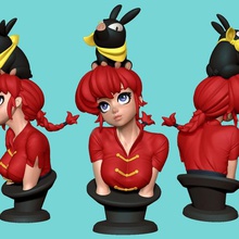 ranma pechan bust art anime character figure girl model boobs dinamuuu3d girls patreon pinup pinups sexy sexy-girl smile smiley face zbrush sculpt 3d print model - Mito3D