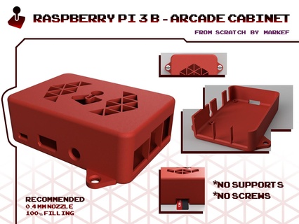 raspberry pi 3 b case arcade cabinet 3d print model - Mito3D