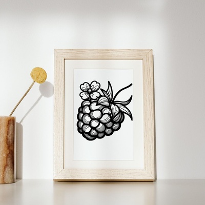 raspberry wall art home decor decoration stile fashion cool figures 3d print model - Mito3D