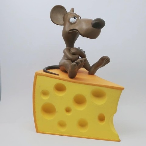 rat cheese art toy animal 3D print model - Mito3D