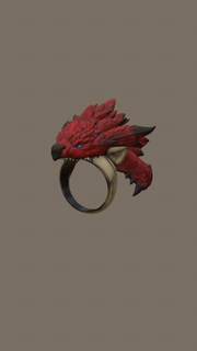 rathalos ring jewelry red dragon 3d print model monster hunter head rings keychain 3d print model - Mito3D