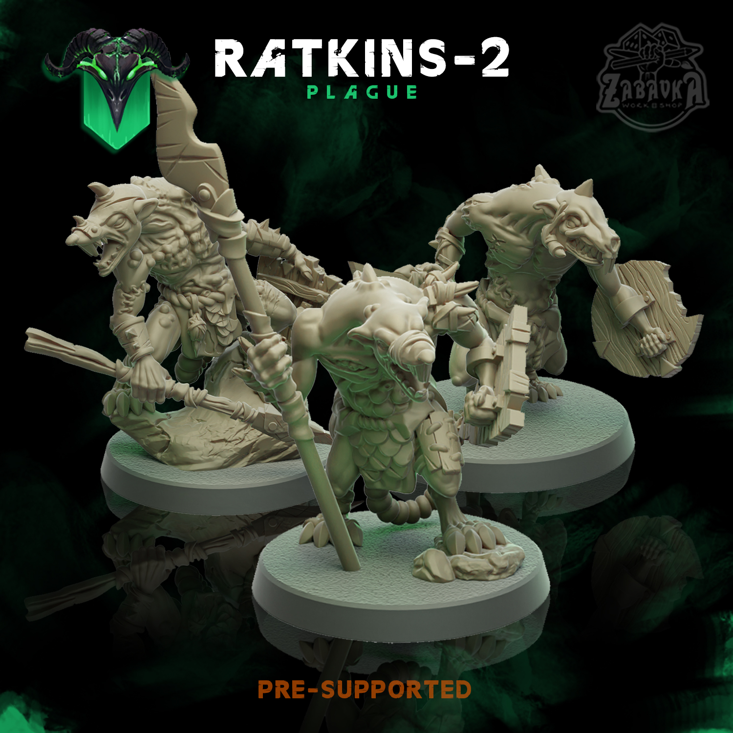 ratkins-2 - army plague warrior dnd ratkin spearmen wargame tabletop 3D print model - Mito3D