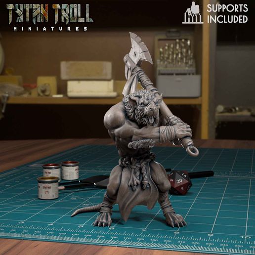 ratman axe 01 pre-supported 3D print model - Mito3D
