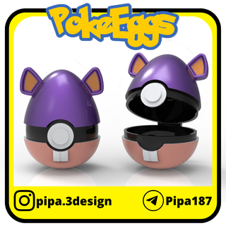 Rattata Páscoa ovo pokebolas Pokémon pokebola guloseimas 3d print model - Mito3D