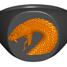 serpiente cascabel sello anillo cambio tamaño instrucciones joyería joya 3d print model - Mito3D