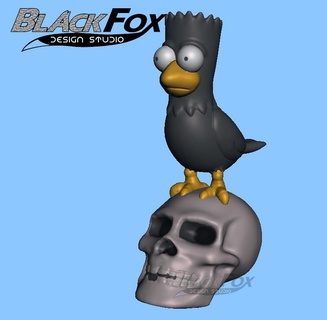 raven bart skull simpson blackfox yellow 3d print model - Mito3D