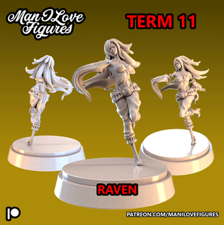 raven mini Game games tabletops miniatures stl resin printer female 3d print model - Mito3D