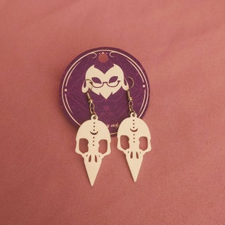 raven skull - hoop hoops earrings crow witch 3d print model - Mito3D
