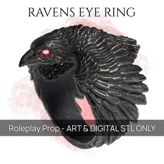 cuervos ojo anillo d apuntalar presupuesto joyería joya cuervo rpg pájaro animal 3d print model - Mito3D