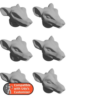 arrebatador rato cabeças compatível udo's personalizador ratos aliterativo animais Skaven furries culto queijo Rapazes 3d print model - Mito3D