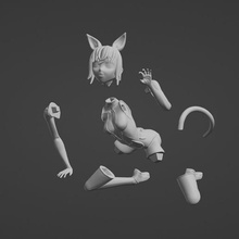 rawr anime chat fille 3d print model - Mito3D