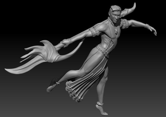 rayo bailarín sfw juego dnd masculino fijar espada lanza mesa rpg mini miniatura estatua modelo figura mazmorras dragones arte 3d print model - Mito3D