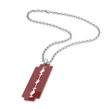 razor blade jewelry necklace chain gothic gillete shave punk 3d print model - Mito3D